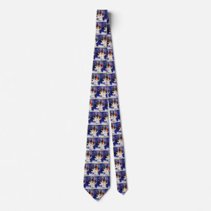 Corbata Muñecos de nieve bailando con velas de Navidad vin