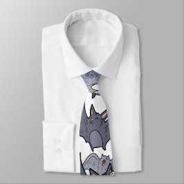 Corbata Murciélagos lindos Gris y blanco Patrón moderno de