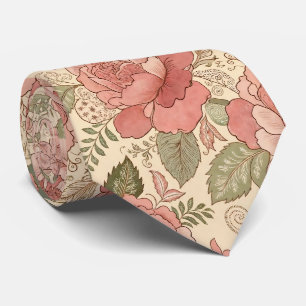 Corbata Musa Floral Polvorienta - Estilo Batik Rosa Polvo