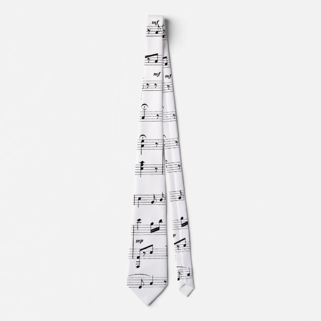 Corbata Música de hojas blancas (Anverso)