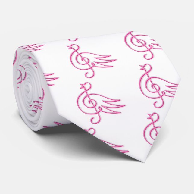 Corbata Música de pájaro rosa (Enrollado)