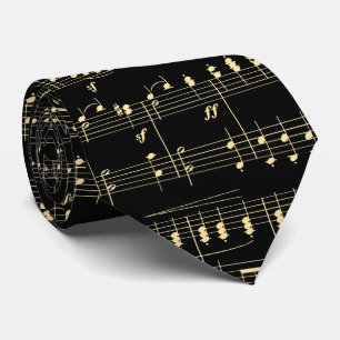Corbata Música dorada en negro