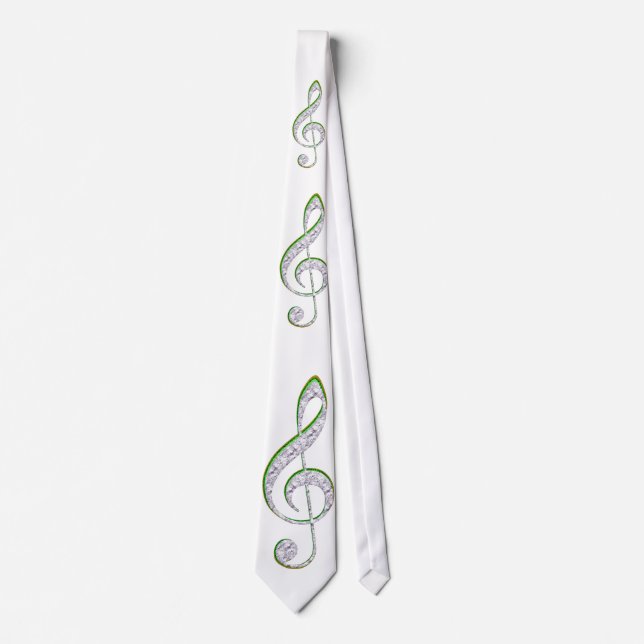 Corbata MÚSICA Esmeralda y Diamond Treble Clef (Anverso)