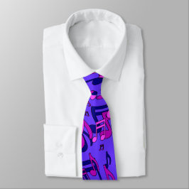 Corbata Música Hermosa Notas Animadas Azul Púrpura Rosa