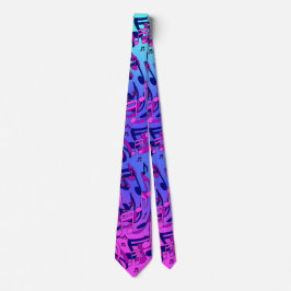 Corbata Música Hermosa Notas Animadas Rosa Púrpura Azul Aq
