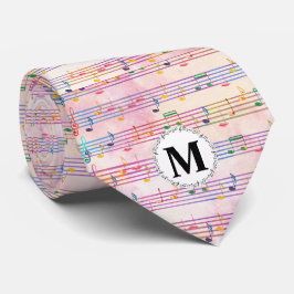 Corbata Música multicolor colorida Nota de música Monogram