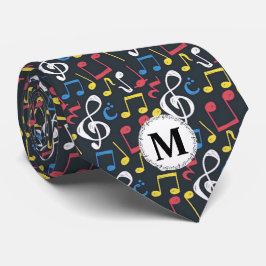 Corbata Música multicolor colorida Nota de música Monogram