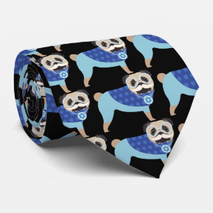Corbata Mustache Hanukkah Pug Tie