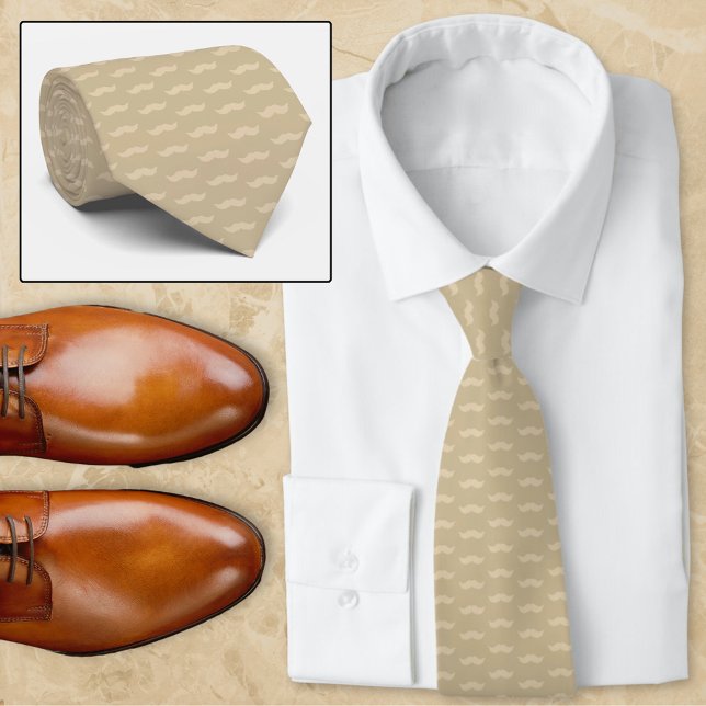 Corbata Mustache moderno Khaki Tan Pattern Nece Tie (Subido por el creador)