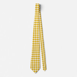 Corbata Mustard Yellow Plaid Gingham Retro Color Neck Tie