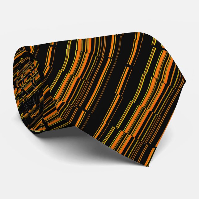 Corbata Muy Cool Moderno Naranja Rayado (Enrollado)