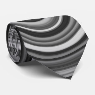 Corbata Muy Único Patrón de Línea Curva Blanco Plata Negro
