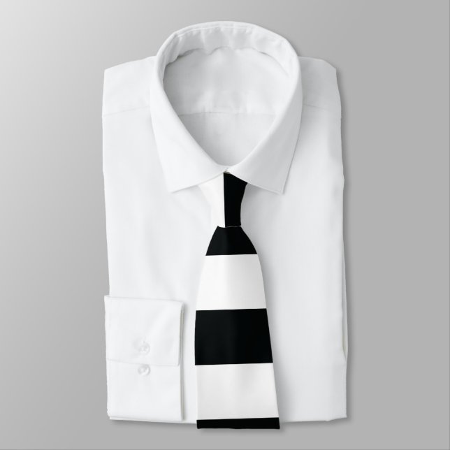 Corbata Mydeas | Bandas gruesas en blanco y negro (Atado)