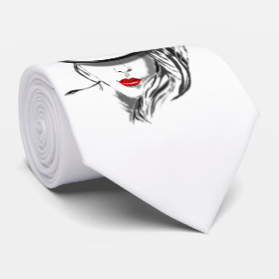 Corbata Mysteryous Lady Neck Tie Red Lips