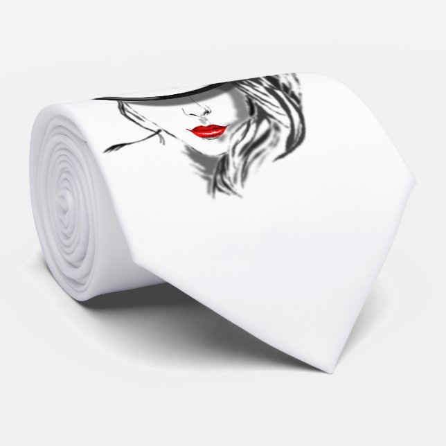 Corbata Mysteryous Lady Neck Tie Red Lips (Enrollado)