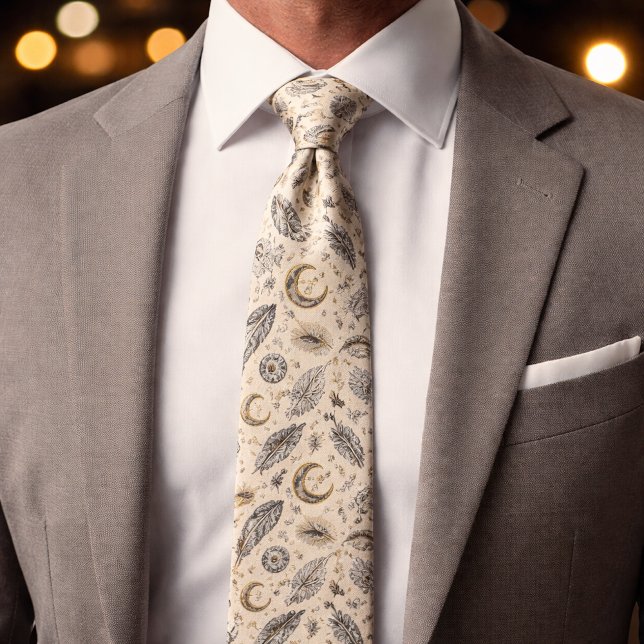 Corbata Mystical Celestial Moon Stars Pattern Custom Name (Subido por el creador)