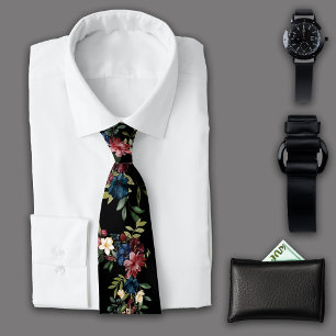 Corbata Mystique Florals Botanicals Black Monograma