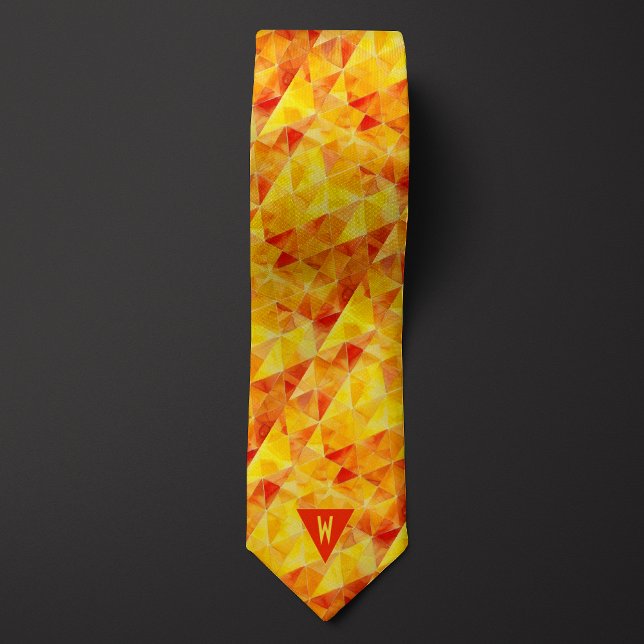Corbata Naranja abstracto y monograma amarillo (Subido por el creador)