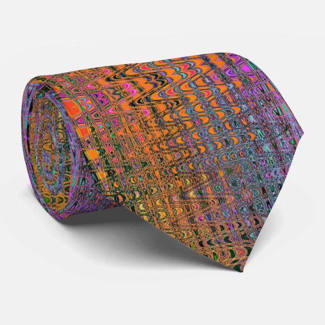 Corbata Naranja abstracto y ola de boomerang Aqua Retro (Enrollado)