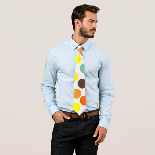 Corbata Naranja, amarillo, marrón, puntos azules (In situ)
