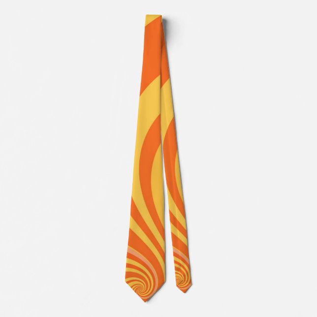 Corbata Naranja Amarillo Solar Retro Espiral Girar (Anverso)