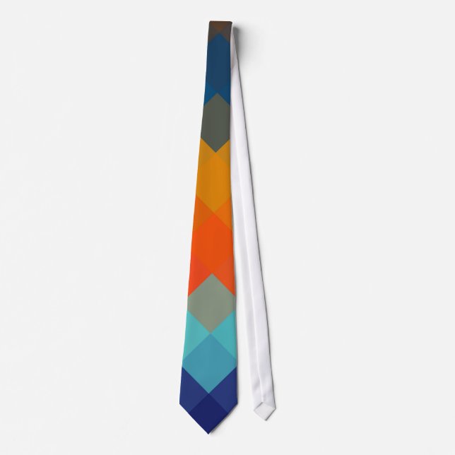 Corbata Naranja azul zigzag patrón sin soldadura (Anverso)