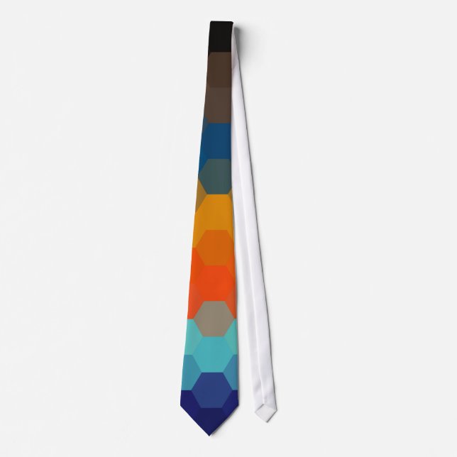 Corbata Naranja Azul Zigzag sin soldadura patrón 2 (Anverso)