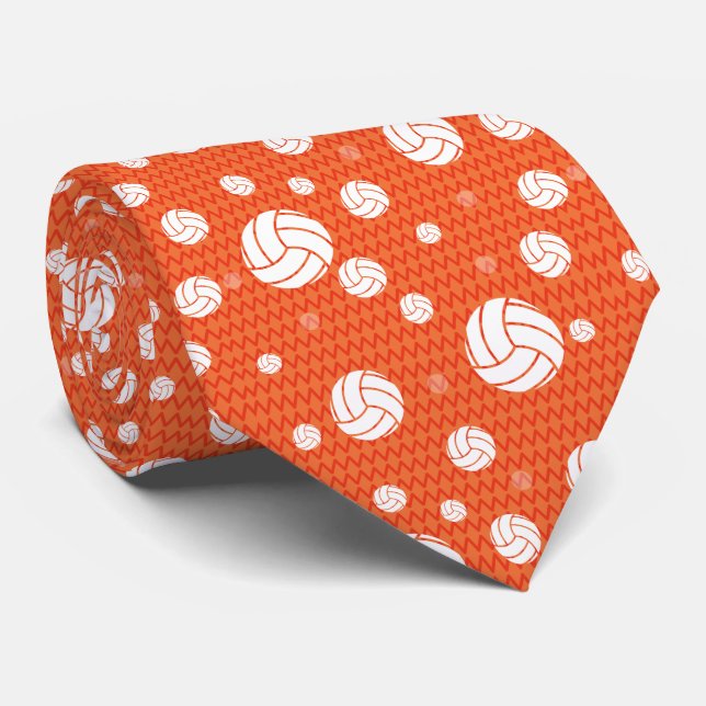 Corbata Naranja Chevron De Voleibol Patentado (Enrollado)