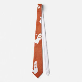 Corbata Naranja con fantasmas blancos voladores