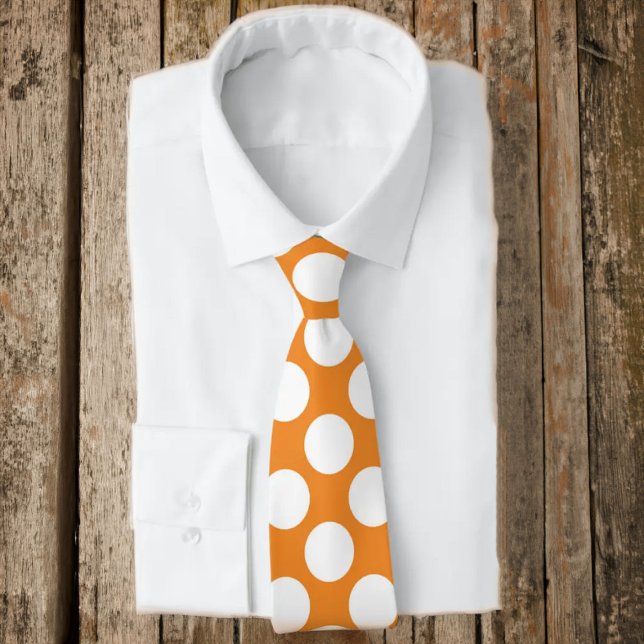 Corbata Naranja con puntos de polka blancos retro (Subido por el creador)