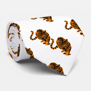 Corbata Naranja De Diseño De Tigres/Mascota Del Equipo Neg