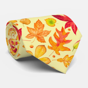 Corbata Naranja de follaje otoño hojas amarillas y rojas