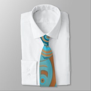 Corbata Naranja de gradiente Círculo Concéntrico Turquesa