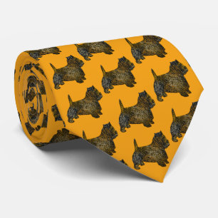 Corbata Naranja de Halloween en West Highland Westie Silho