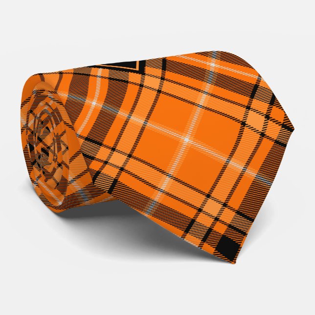 Corbata Naranja de Halloween Tartan (Enrollado)