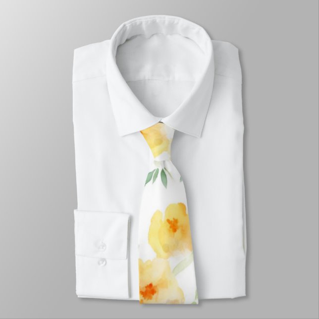 Corbata Naranja de melocotón amarillo elegante acuarela fl (Atado)