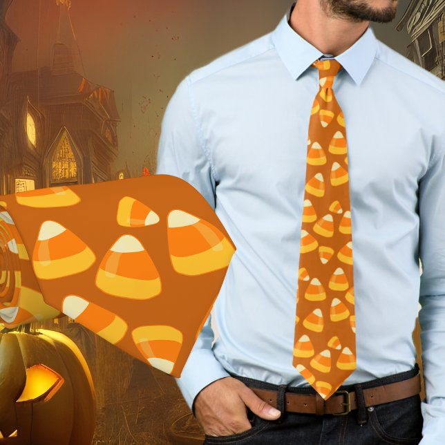 Corbata Naranja de patrón de maíz dulce de Halloween (Subido por el creador)