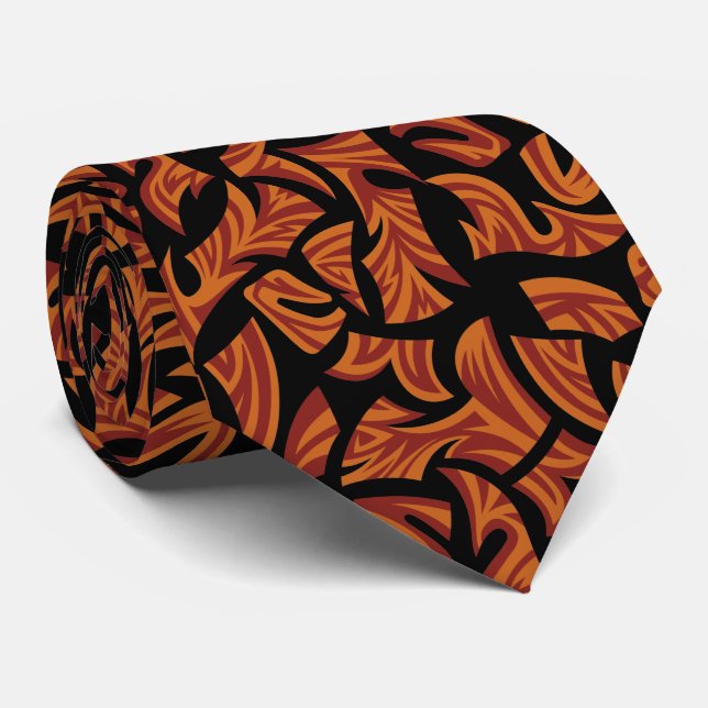Corbata Naranja de patrón tribal étnico marrón de cuello n (Enrollado)