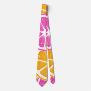 Corbata Naranja de rebanadas de cítricos rosados