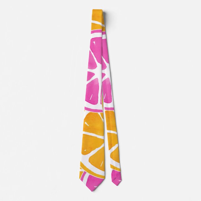 Corbata Naranja de rebanadas de cítricos rosados (Anverso)