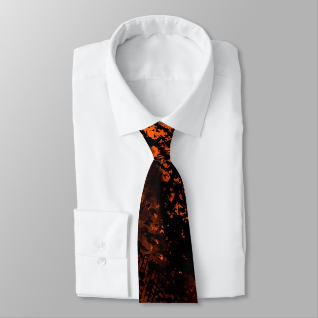 Corbata Naranja del efecto de salpicadura de pintura y neg (Atado)