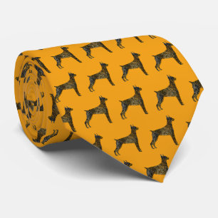 Corbata Naranja Doberman Pinscher Dog Silhouette Halloween