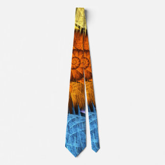 Corbata Naranja floral Azul amarillo abstracto arte