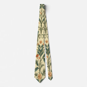 Corbata Naranja Floral Vintage sobre Amarillo, Alegre