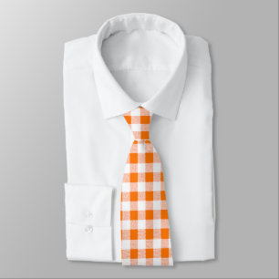 Corbata naranja gingham check