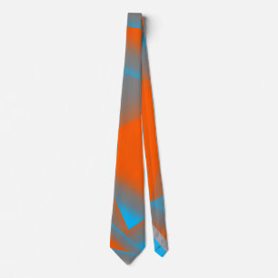 Corbata Naranja Gris Azul Ombre Geométrico Resumen Arte