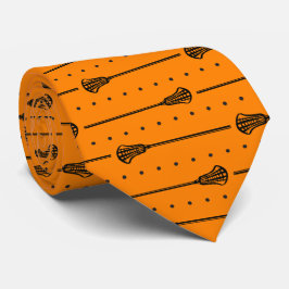 Corbata Naranja Lacrosse Black Sticks & Dots Pattern