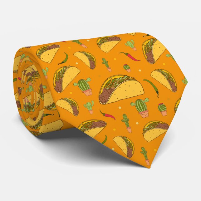 Corbata Naranja mexicana Tortilla Tacos Patterado (Enrollado)