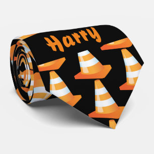 Corbata Naranja negro del Cono de Tráfico del Trabajador d