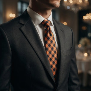 Corbata Naranja Negro Simétrico